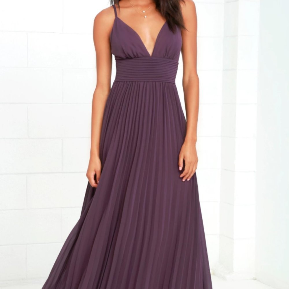 Dusty Purple Lulu's Pleated Maxi Bridesmaids Dress
